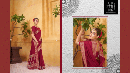 Maroon-Georgette-Saree-Online-The-Cutting-Story