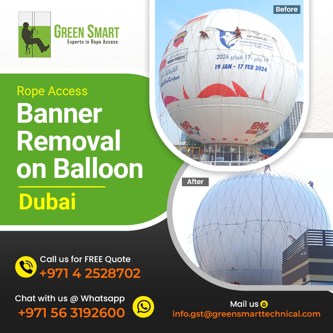 Rope Access Banner Removal on Balloons in Dubai