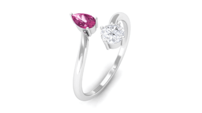 Moissanite-Two-Stone-Promise-Ring-with-Pink-Tourmaline