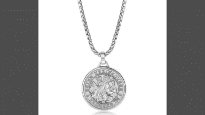 Stainless-Steel-St.-Christopher-Round-Pendant-with-Box-Chain