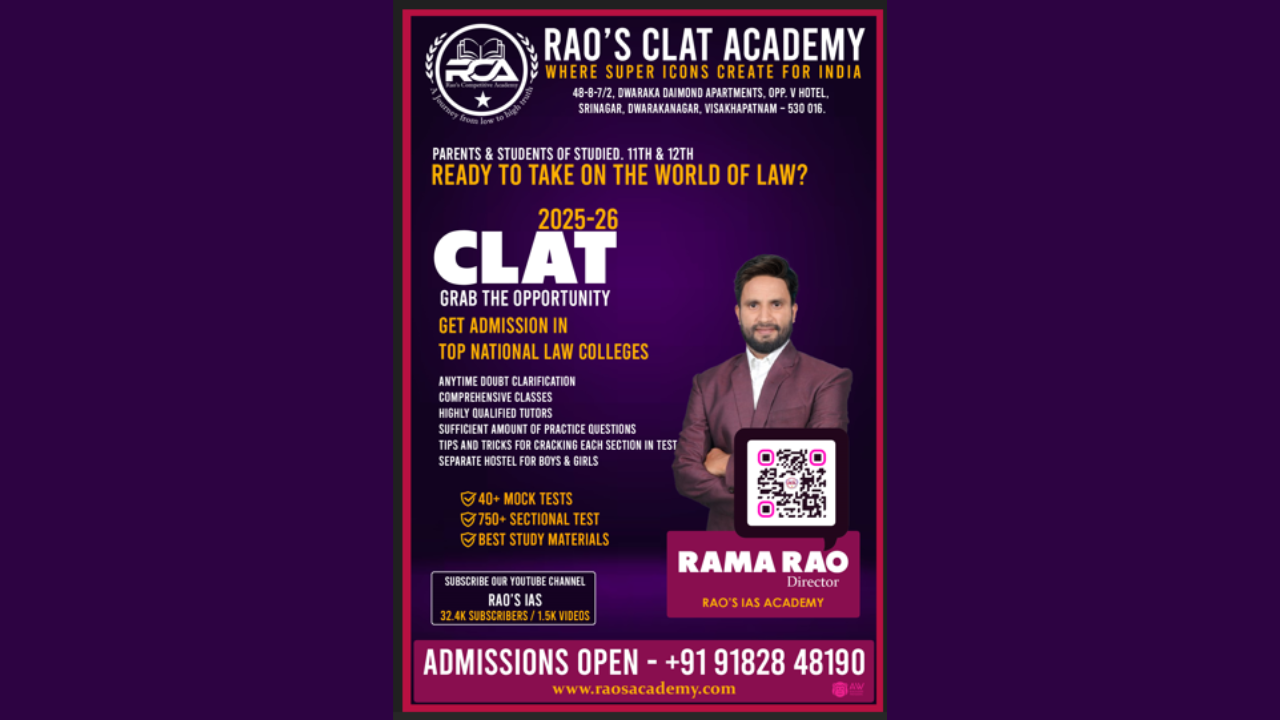 Best CLAT Coaching Center in Visakhapatnam – RAO’S ACADEMY Admissions Open CLAT 2026