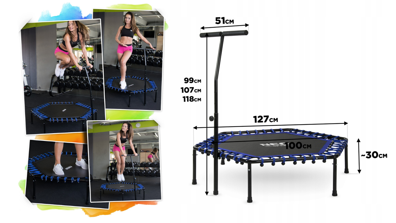 Trampolina Fitness z Uchwytem – Niebieska