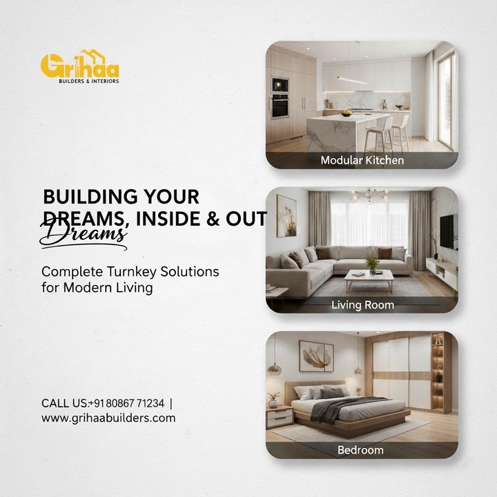 Modern Turnkey Interiors by Grihaa Builders & Interiors, Chennai