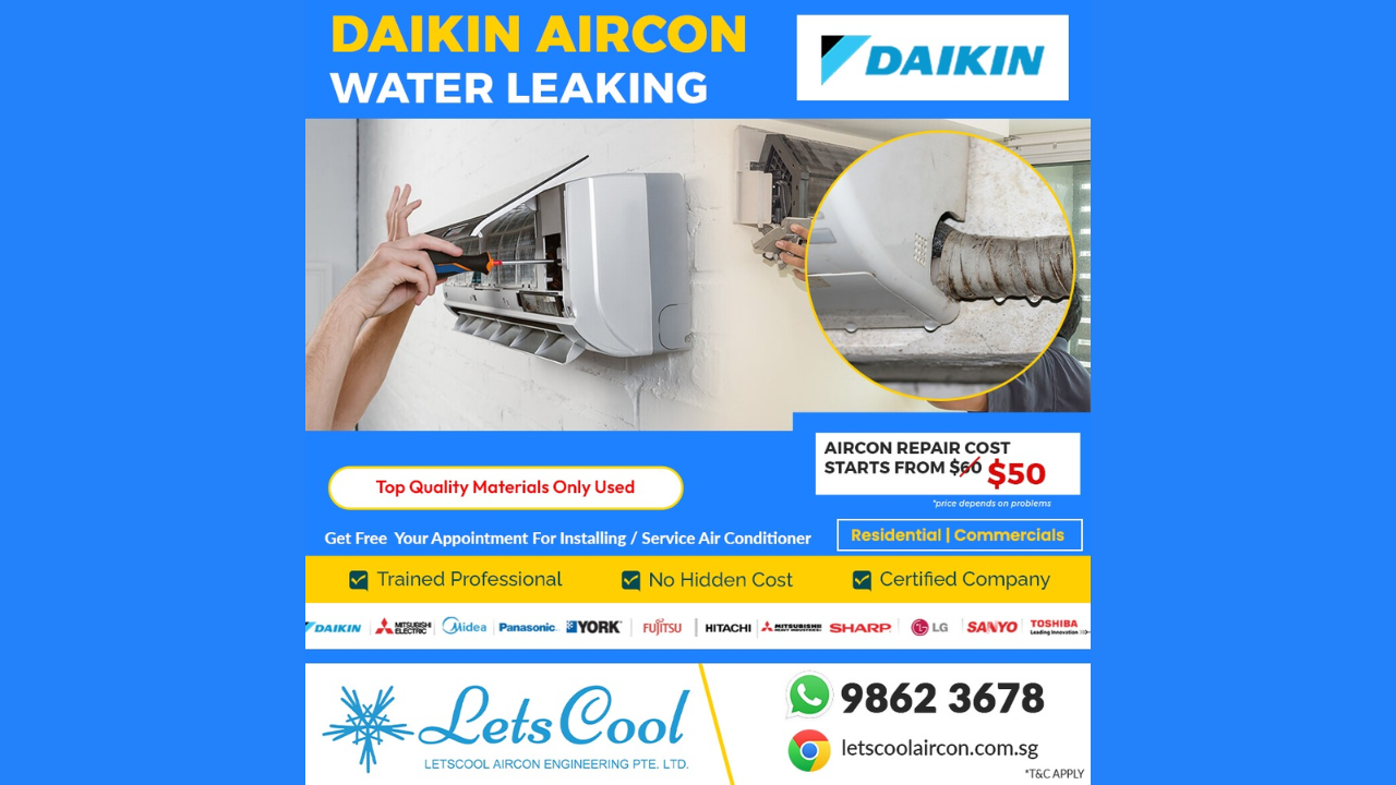 Daikin Aircon Water Leaking Stop the leak—call LetsCool today for expert aircon repair